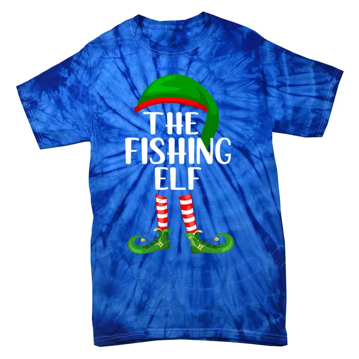 Funny The Fishing Elf Matching Family Christmas Gift Tie-Dye T-Shirt