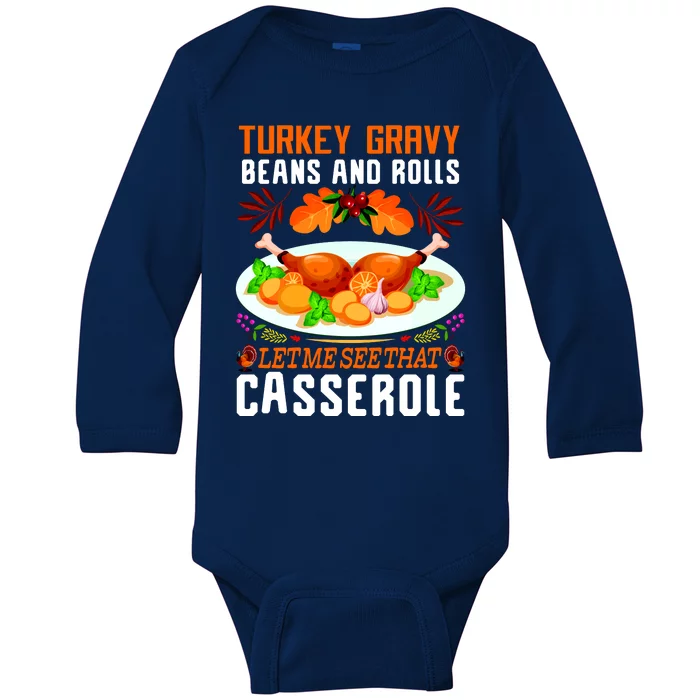 Funny Thanksgiving Food Baby Long Sleeve Bodysuit