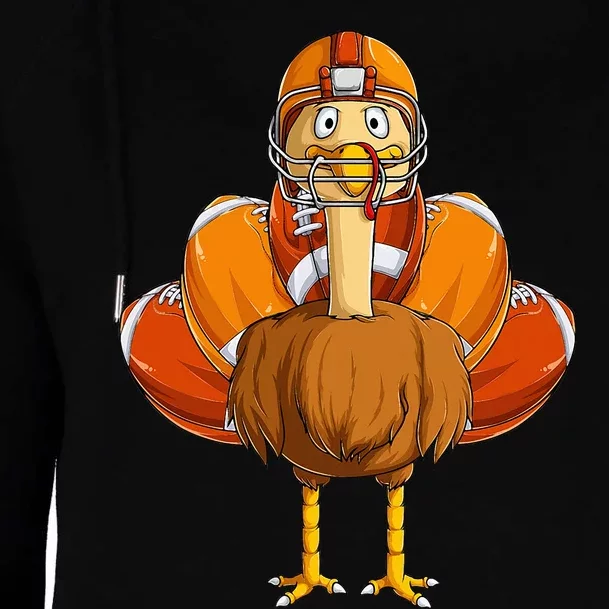 Funny Thanksgiving Football Turkey Womens Funnel Neck Pullover Hood