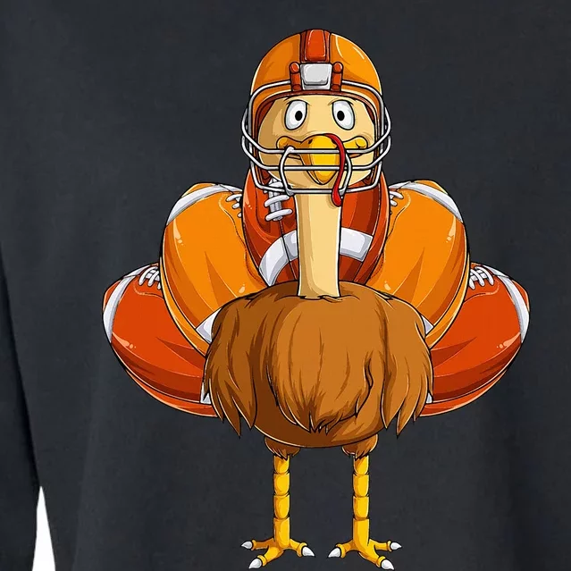 Funny Thanksgiving Football Turkey Cropped Pullover Crew