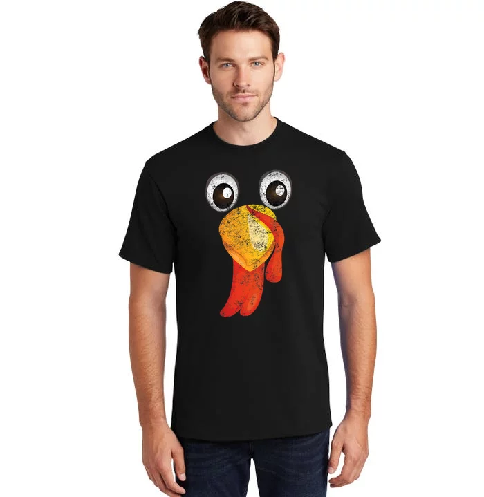 Funny Turkey Face Design Thanksgiving Turkey Gobble Tall T-Shirt