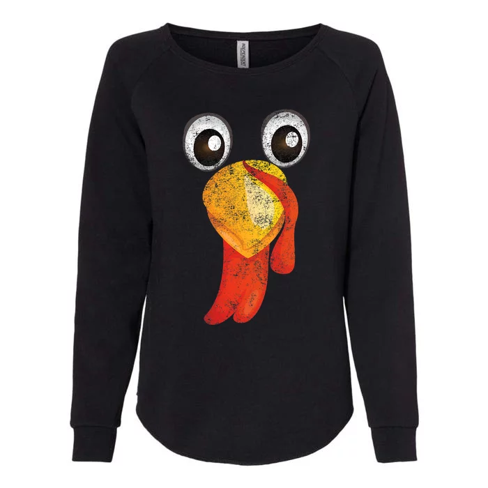 Funny Turkey Face Design Thanksgiving Turkey Gobble Womens California Wash Sweatshirt