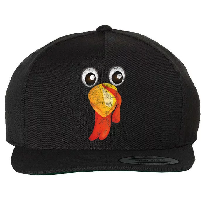 Funny Turkey Face Design Thanksgiving Turkey Gobble Wool Snapback Cap