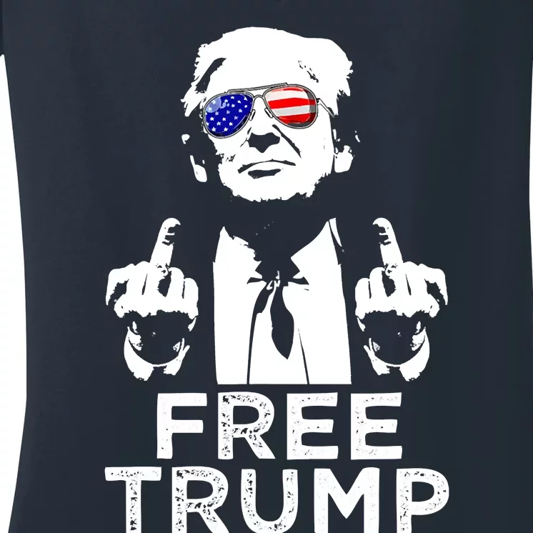 Free Trump, Free Donald Trump 2024 Women's V-Neck T-Shirt