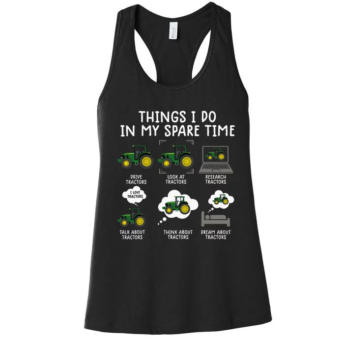 Funny Tractor Farming For Kids Farmer Women's Racerback Tank