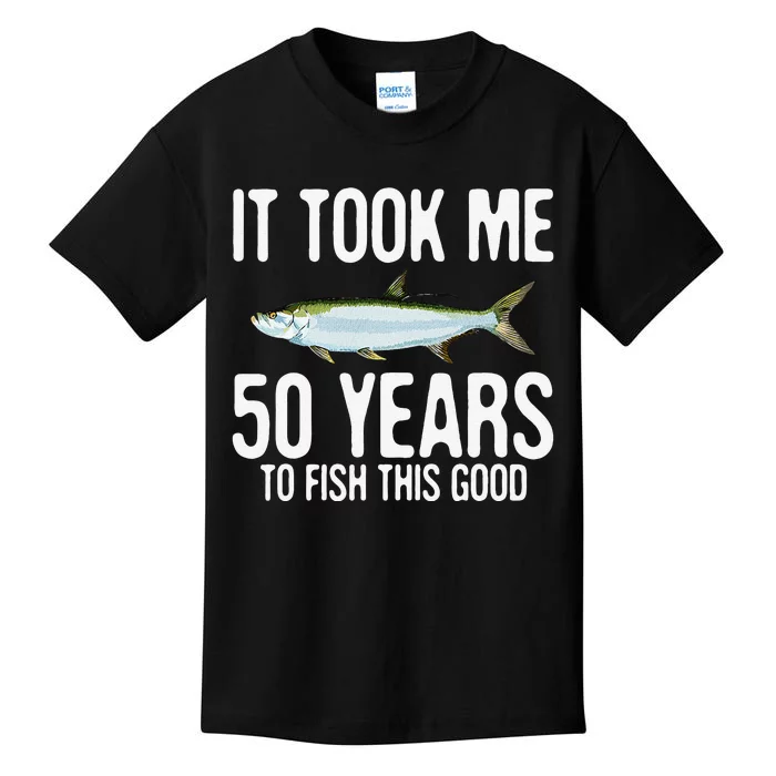 Funny Tarpon Fishing 50th Birthday 50 Years To Fish Great Kids T-Shirt