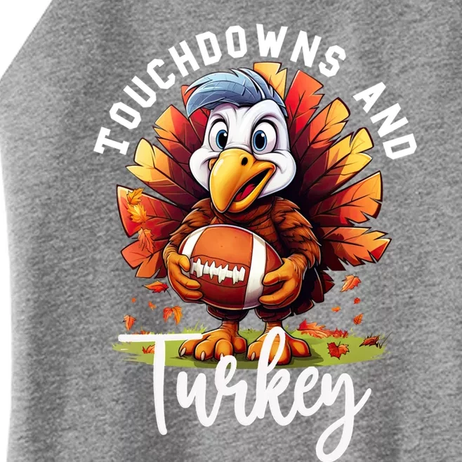 Funny Thanksgiving Football Turkey And Touchdowns Meaningful Gift Women’s Perfect Tri Rocker Tank