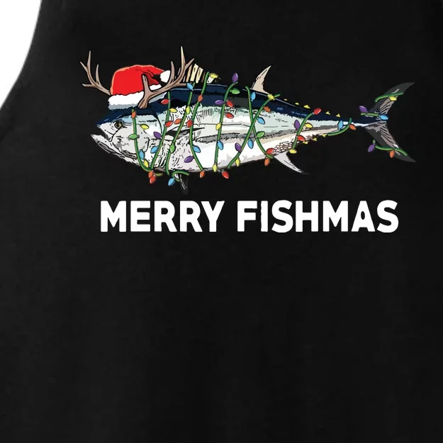 Funny Tuna Fish Christmas Santa Claus Xmas Fisherman Gift Ladies Tri-Blend Wicking Tank