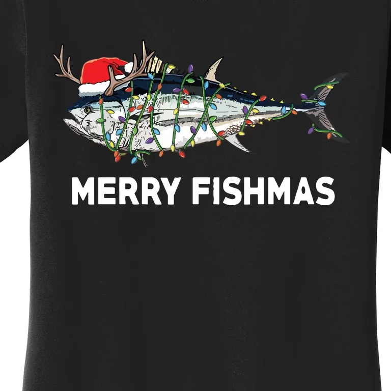 Funny Tuna Fish Christmas Santa Claus Xmas Fisherman Gift Women's T-Shirt