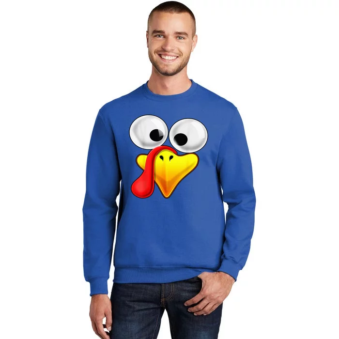 Funny Turkey Family Thanksgiving Turkey Face Friendsgiving Tall Sweatshirt