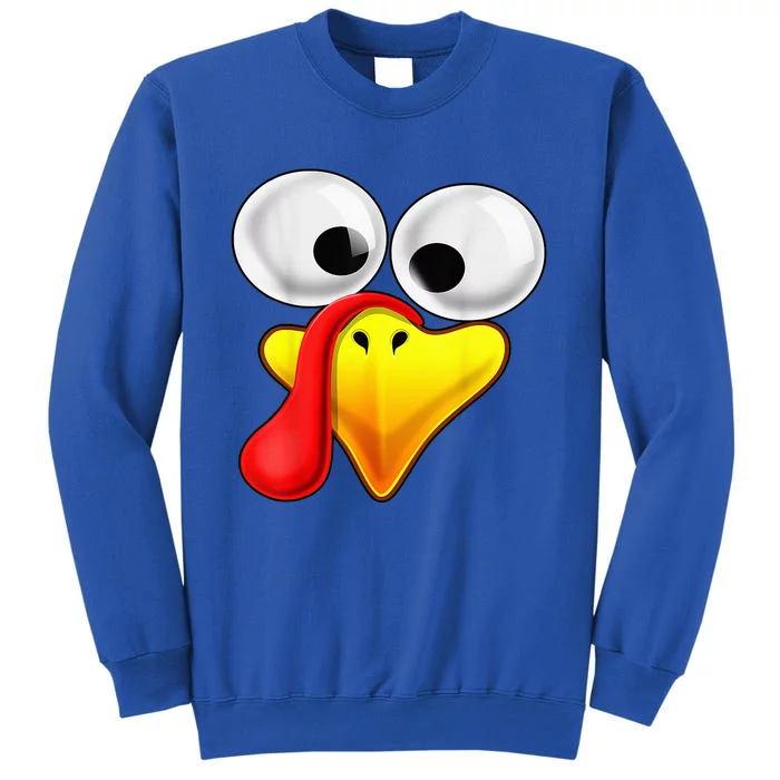 Funny Turkey Family Thanksgiving Turkey Face Friendsgiving Tall Sweatshirt