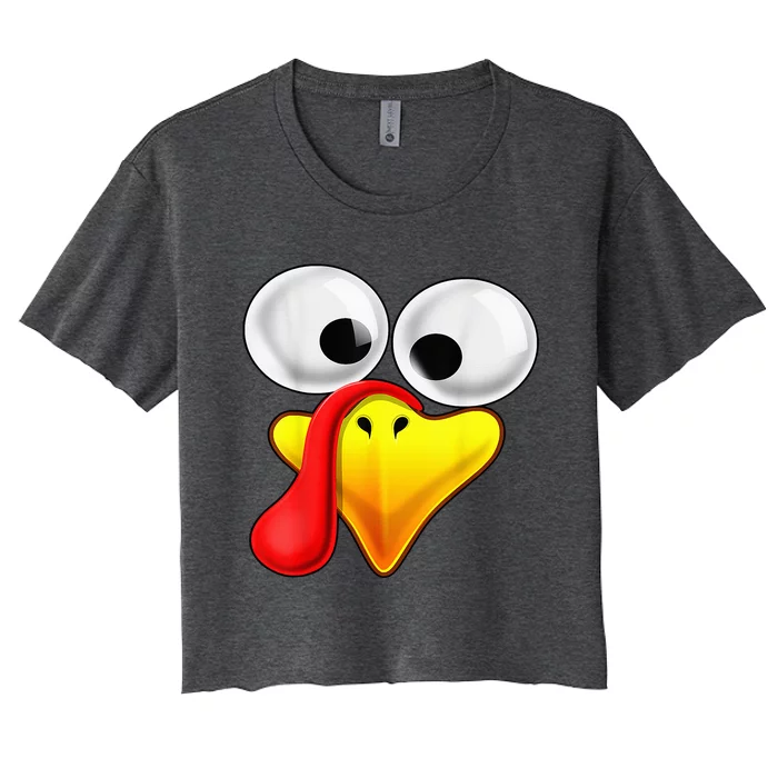 Funny Turkey Family Thanksgiving Turkey Face Friendsgiving Women's Crop Top Tee