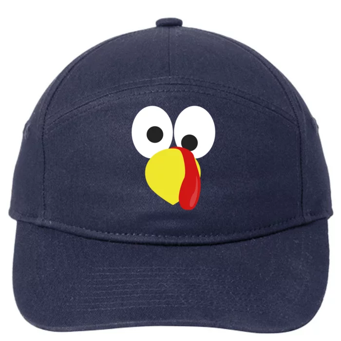 Funny Turkey Face Funny Gift Thanksgiving Autumn Fall Gift 7-Panel Snapback Hat