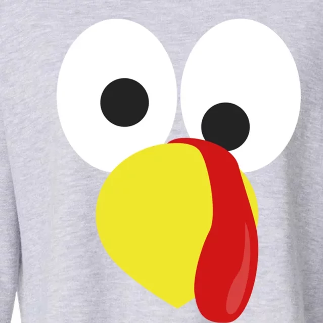 Funny Turkey Face Funny Gift Thanksgiving Autumn Fall Gift Cropped Pullover Crew