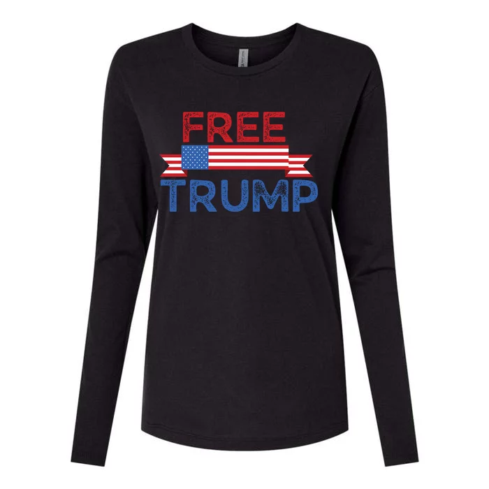 Free Trump, Free Donald Trump Republican Support Womens Cotton Relaxed Long Sleeve T-Shirt