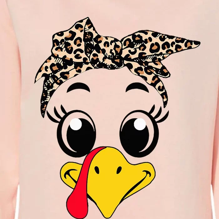 Funny Turkey Face Leopard Print Autumn Fall Thanksgiving Womens California Wash Sweatshirt