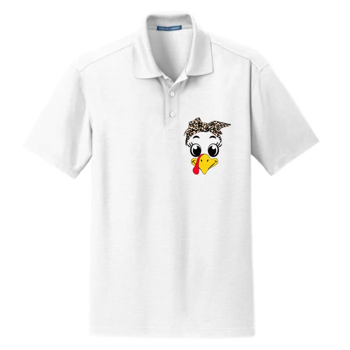 Funny Turkey Face Leopard Print Autumn Fall Thanksgiving Dry Zone Grid Performance Polo