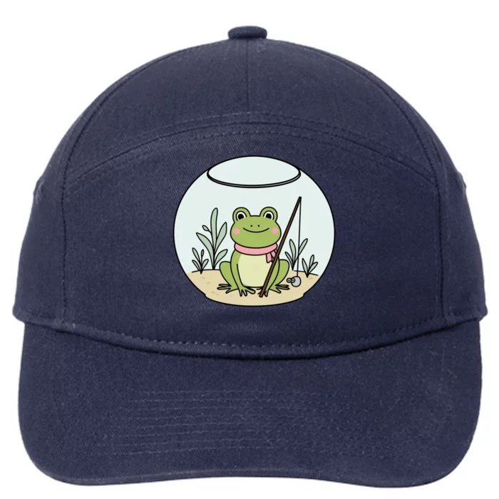 Frog Terrarium Fishing Whimsical Amphibian Adventure 7-Panel Snapback Hat