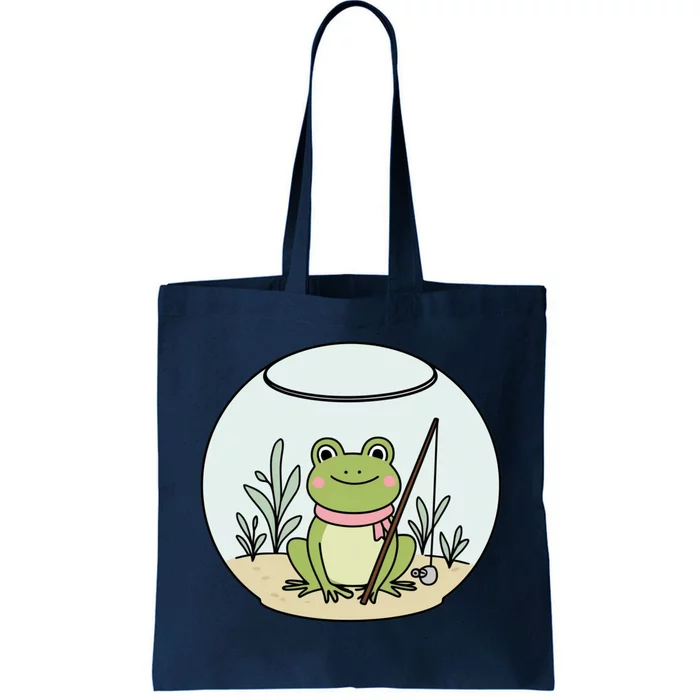 Frog Terrarium Fishing Whimsical Amphibian Adventure Tote Bag