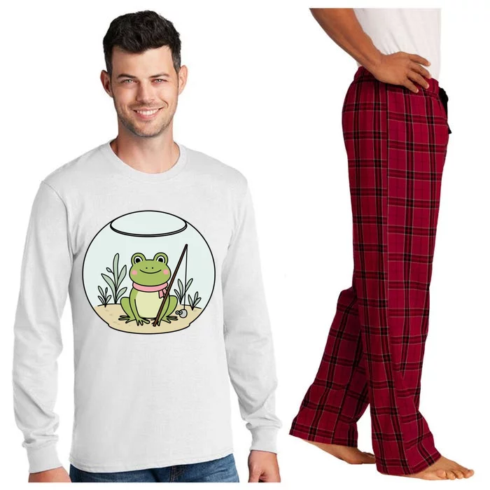 Frog Terrarium Fishing Whimsical Amphibian Adventure Long Sleeve Pajama Set