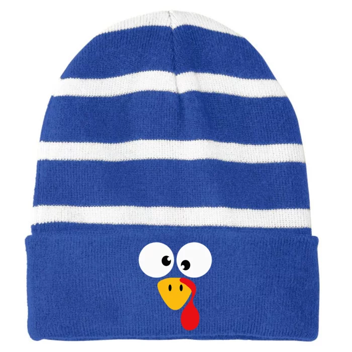 Funny turkey face for thanksgiving family costume Striped Beanie with Solid Band