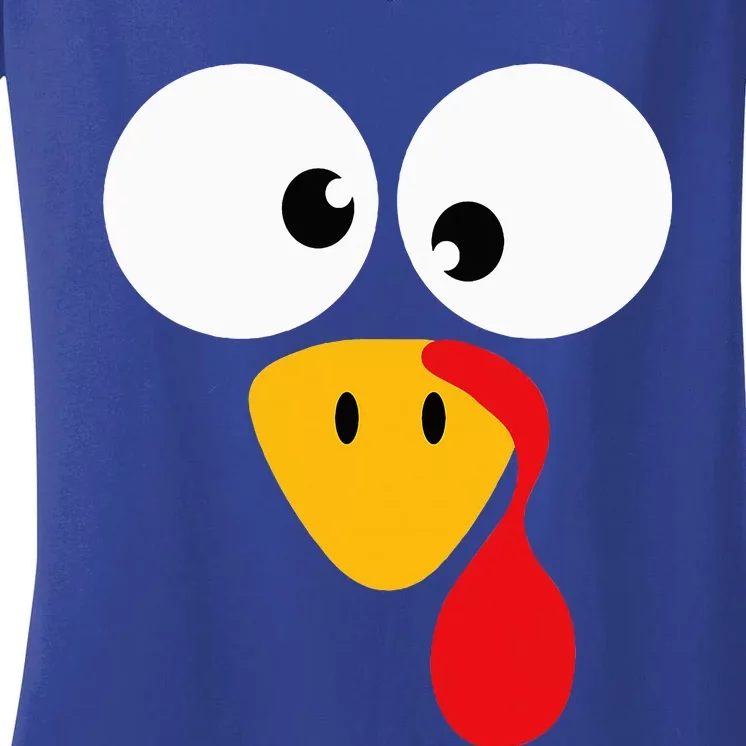 Funny turkey face for thanksgiving family costume Women's V-Neck T-Shirt