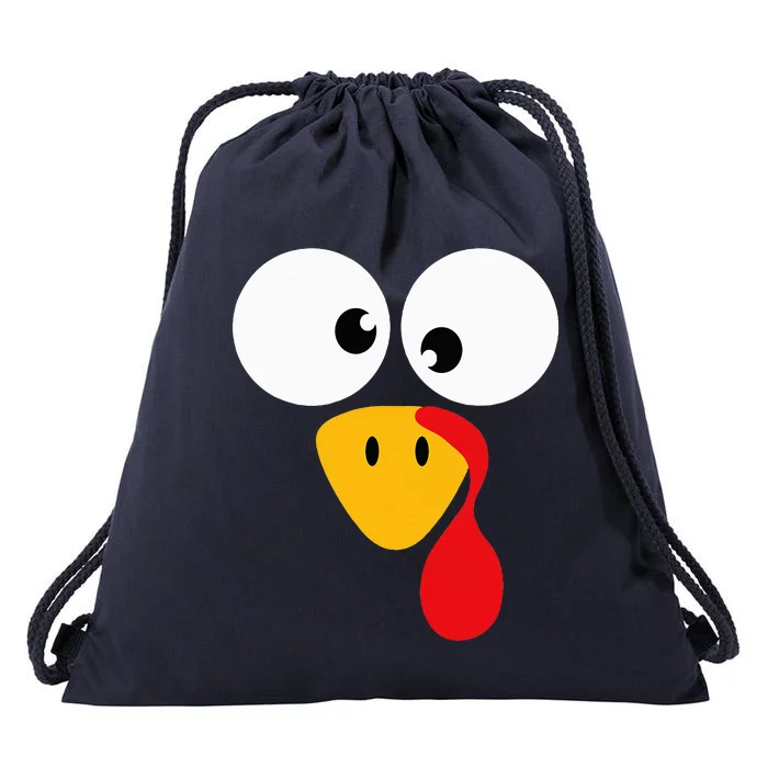 Funny turkey face for thanksgiving family costume Drawstring Bag