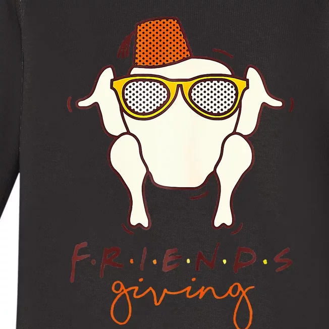 Funny Thanksgiving Friends Turkey Head Baby Long Sleeve Bodysuit