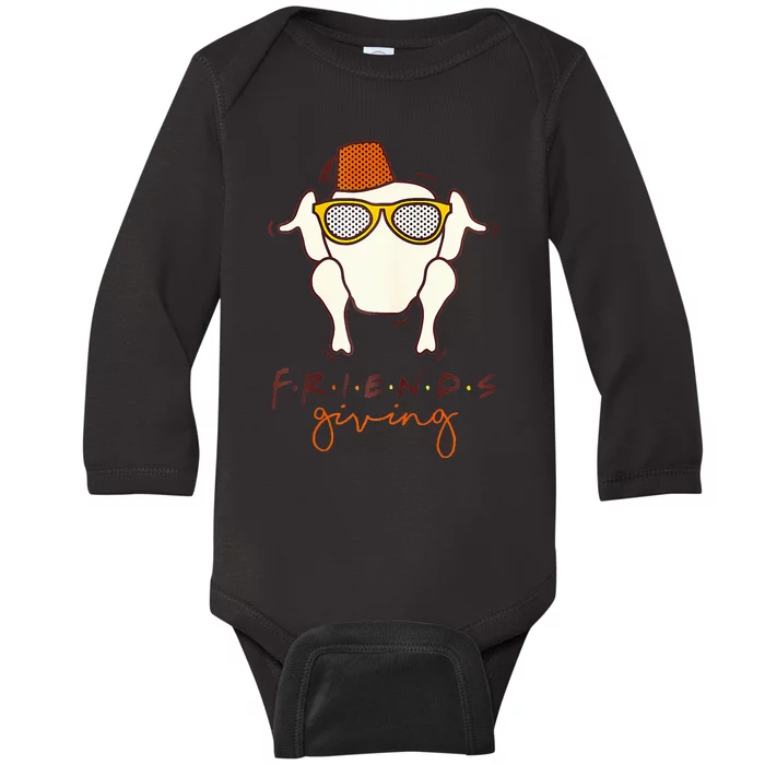 Funny Thanksgiving Friends Turkey Head Baby Long Sleeve Bodysuit