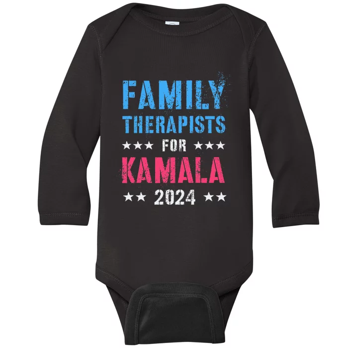 Family Therapists For Kamala 2024 47th Grab Him By Ballot Baby Long Sleeve Bodysuit