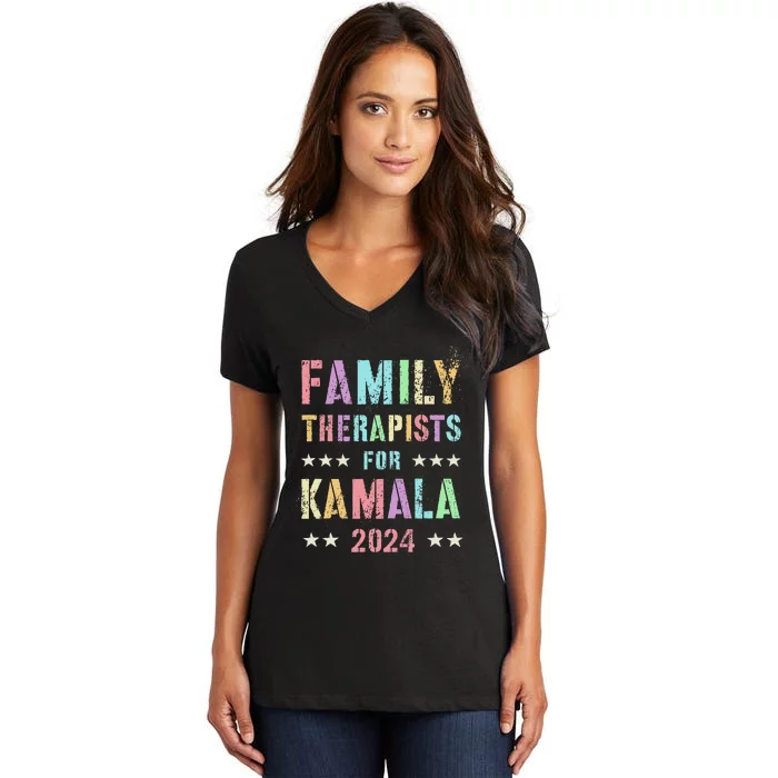 Family Therapists For Kamala 2024 47th IM Speaking Women's V-Neck T-Shirt