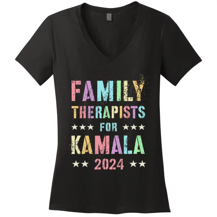 Family Therapists For Kamala 2024 47th IM Speaking Women's V-Neck T-Shirt