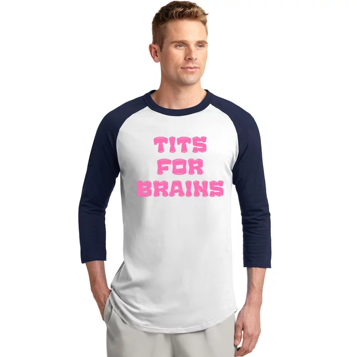 Funny Tits For Brains Sarcasm Saying Baseball Sleeve Shirt