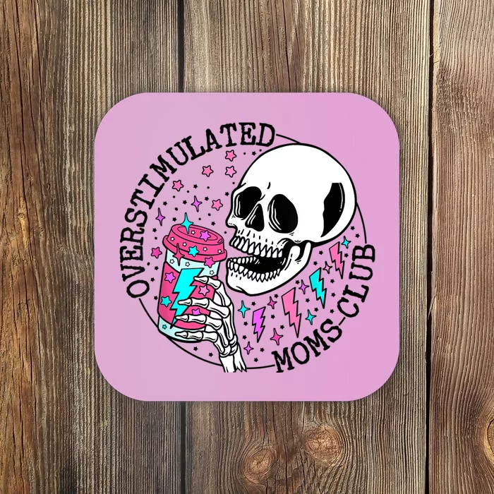 Funny Tee For Wo Saying Overstimulated Moms Club Groovy Coaster