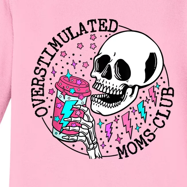 Funny Tee For Wo Saying Overstimulated Moms Club Groovy Baby Long Sleeve Bodysuit