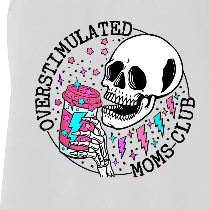 Funny Tee For Wo Saying Overstimulated Moms Club Groovy Women's Racerback Tank