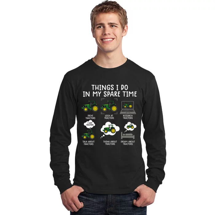 funny tractor farming farmer toddler Tall Long Sleeve T-Shirt