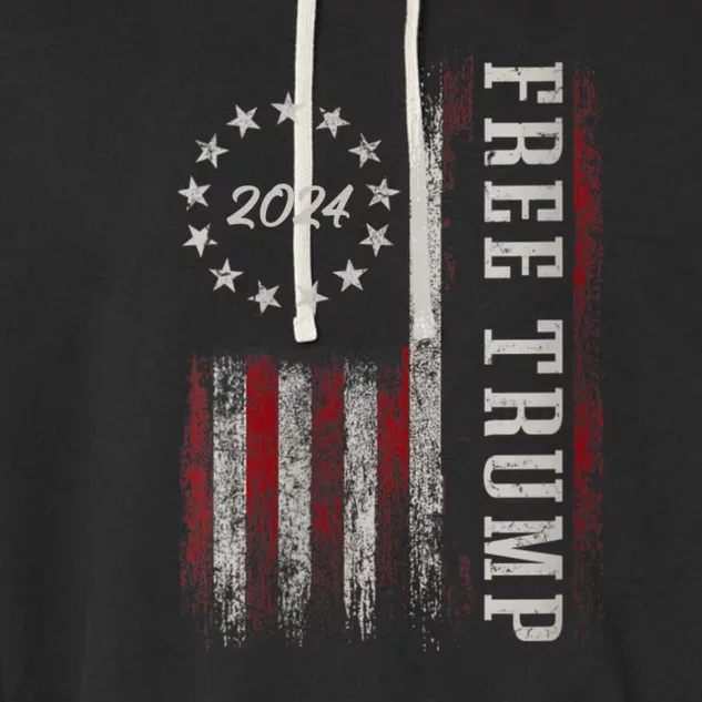 Free Trump, Free Donald Trump 2024 Garment-Dyed Fleece Hoodie