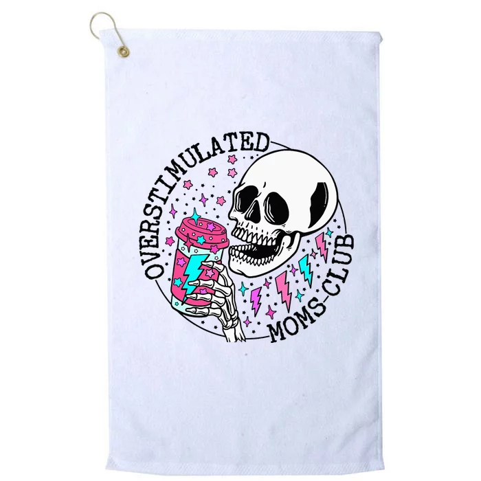 Funny Tee For  Saying Overstimulated Moms Club Groovy Platinum Collection Golf Towel