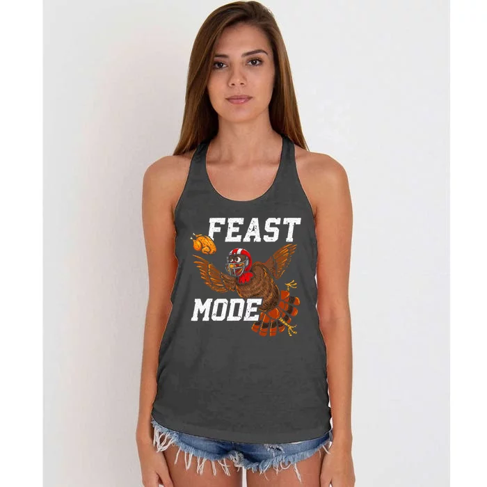 Football Thanksgiving Feast Mode Turkey Thanksgiving Women's Knotted Racerback Tank