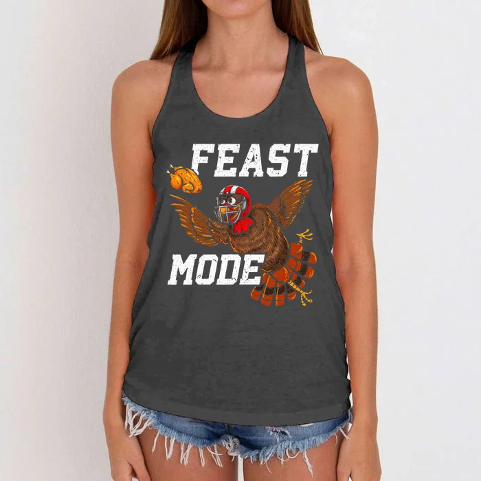 Football Thanksgiving Feast Mode Turkey Thanksgiving Women's Knotted Racerback Tank