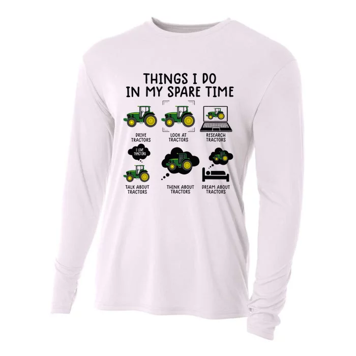 Funny Tractor Farming For Kids Farmer Cooling Performance Long Sleeve Crew