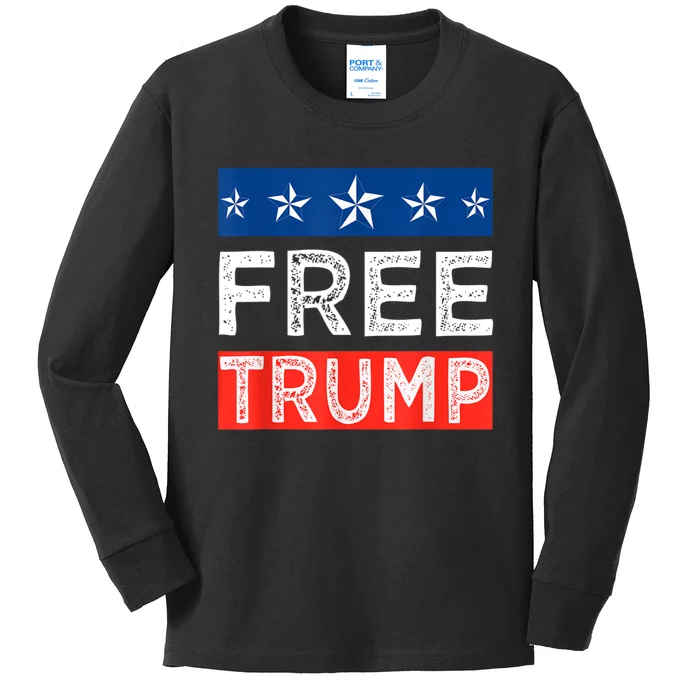 Free Trump, Free Donald Trump 2024 Kids Long Sleeve Shirt