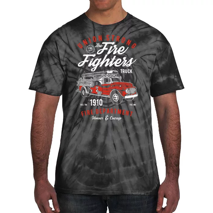 Firefighters Truck Fire Fepartment Tie-Dye T-Shirt