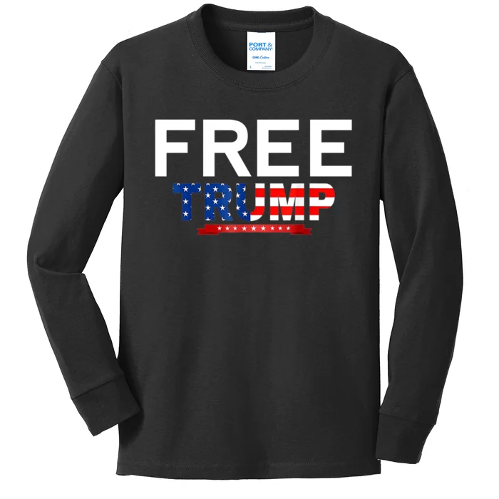 Free Trump, Free Donald Trump 2024 Kids Long Sleeve Shirt