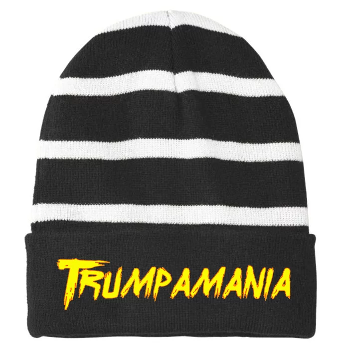 Funny Trumpamania Striped Beanie with Solid Band