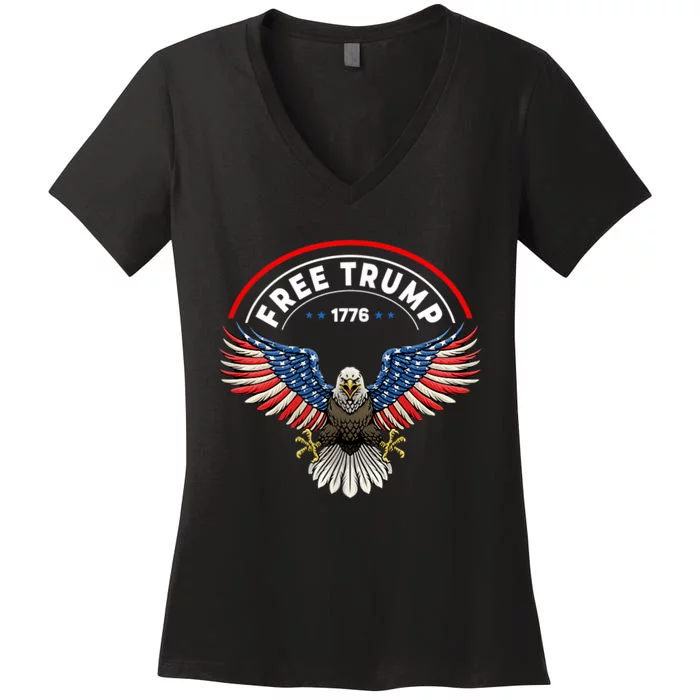 Free Trump, Free Donald Trump 2024 Women's V-Neck T-Shirt