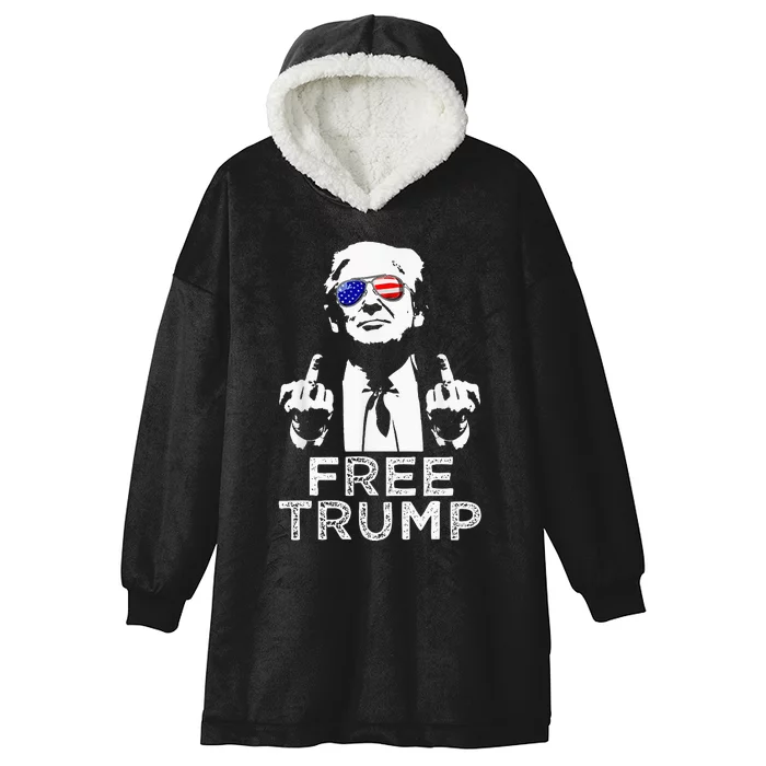 Free Trump Free Donald Trump 2024 Pullover Hoodie Hooded Wearable Blanket