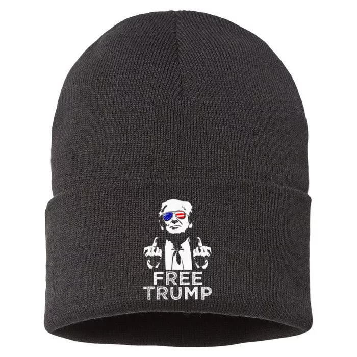 Free Trump Free Donald Trump 2024 Pullover Hoodie Sustainable Knit Beanie