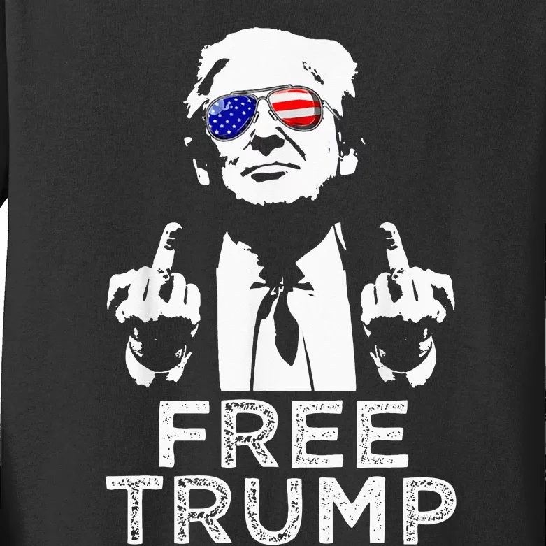 Free Trump Free Donald Trump 2024 Pullover Hoodie Kids Long Sleeve Shirt